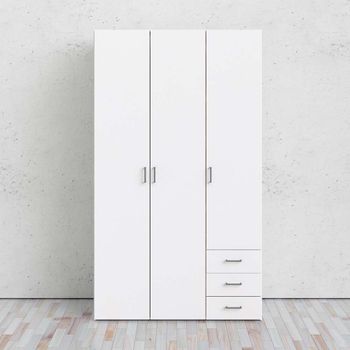 Space White 3 Door 3 Drawer Wardrobe