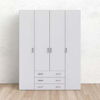 Space White 4 Door 3 Drawer Wardrobe