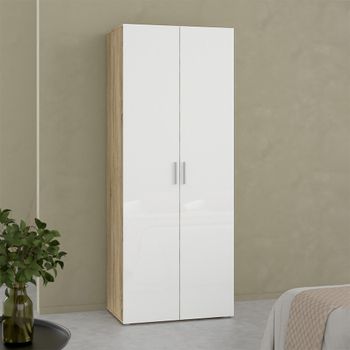 Pepe Oak and White Gloss 2 Door Wardrobe