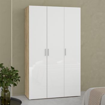 Pepe Oak and White Gloss 3 Door Wardrobe