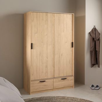Line Oak 2 Door 2 Drawer Sliding Wardrobe