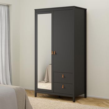 Barcelona Black 2 Door 2 Drawer Combi Wardrobe