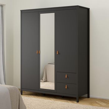 Barcelona Black 3 Door 2 Drawer Combi Wardrobe