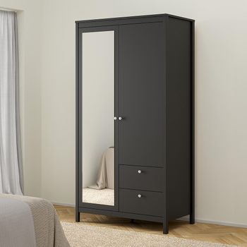 Madrid Black 2 Door 2 Drawer Combi Wardrobe
