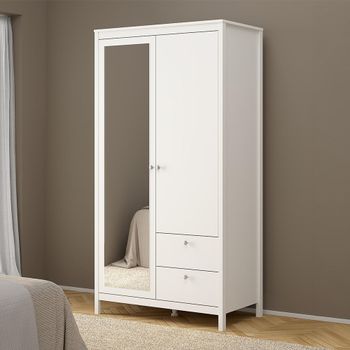 Madrid White 2 Door 2 Drawer Combi Wardrobe