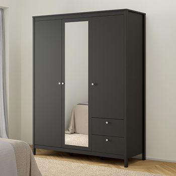Madrid Black 3 Door 2 Drawer Combi Wardrobe