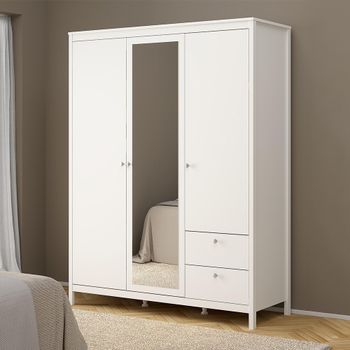 Madrid White 3 Door 2 Drawer Combi Wardrobe