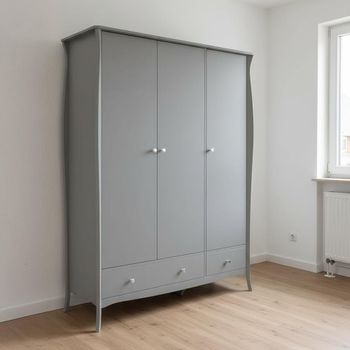 Clearance - Baroque Grey 3 Door 2 Drawer Wardrobe - A545