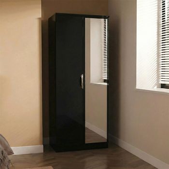 Camden Black Gloss 2 Door with 1 Mirror Wardrobe