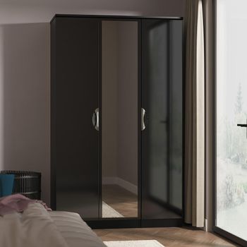 Camden Black Gloss 3 Door Triple with 1 Mirror Wardrobe