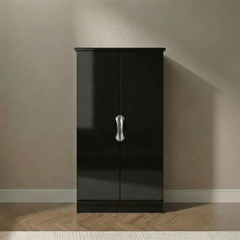 Camden Black Gloss 2 Door Midi Wardrobe