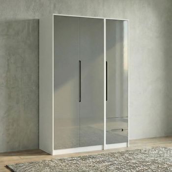 Monaco Grey Gloss and White 3 Door RHF 2 Drawer Tall Triple Wardrobe