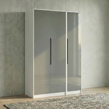 Monaco Grey Gloss and White 3 Door Tall Triple Wardrobe