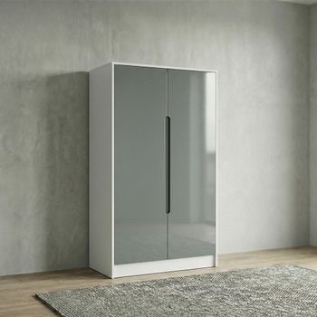 Monaco Grey Gloss and White 2 Door Midi Wardrobe