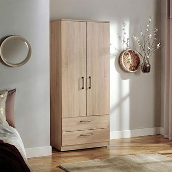 Devon Oak Double 2 Door 2 Drawer Wardrobe