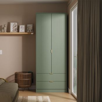 Nashville Green 2 Door 2 Drawer Tall Wardrobe