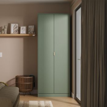 Nashville Green 2 Door Tall Plain Wardrobe