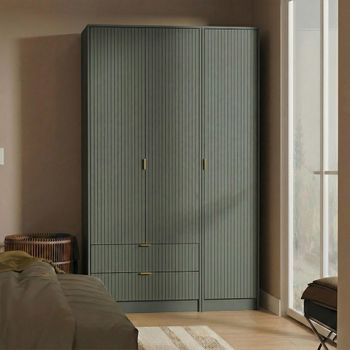 Nashville Green 3 Door LHF 2 Drawer Tall Triple Wardrobe