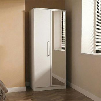 Worcester White 2 Door 1 Mirror Tall Wardrobe