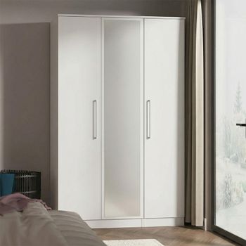 Worcester White 3 Door 1 Mirror Tall Triple Wardrobe