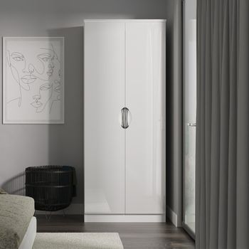 Camden White Gloss 2 Door Plain Wardrobe