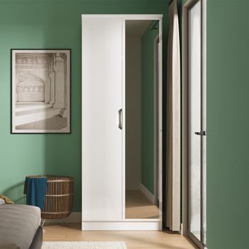 Camden White Gloss 2 Door Tall with 1 Mirror Wardrobe