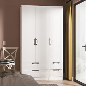 Camden White Gloss 3 Door 4 Drawer Tall Triple Wardrobe