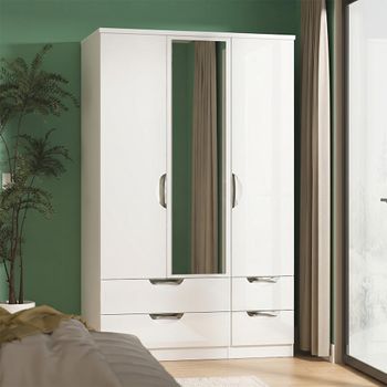 Camden White Gloss 3 Door Combi with 1 Mirror Wardrobe