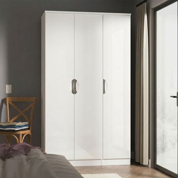 Camden White Gloss 3 Door Tall Triple Wardrobe