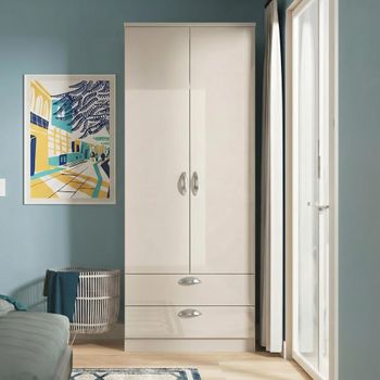 Camden Cashmere 2 Door 2 Drawer Tall Wardrobe