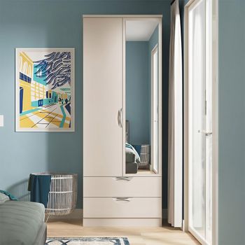Camden Cashmere 2 Door Tall Combi with 1 Mirror Wardrobe