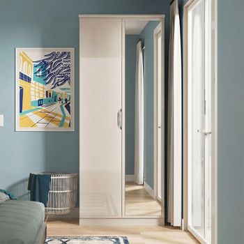 Camden Cashmere 2 Door Tall with 1 Mirror Wardrobe