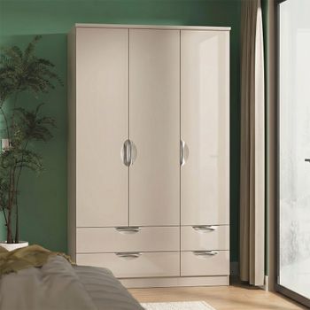 Camden Cashmere 3 Door 4 Drawer Tall Triple Wardrobe