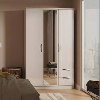 Camden Cashmere 3 Door Combi with 1 Mirror RHF 2 Drawer Wardrobe