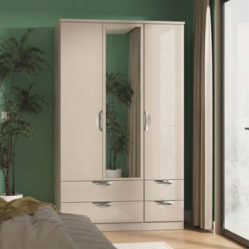Camden Cashmere 3 Door Tall Combi with 1 Mirror Wardrobe