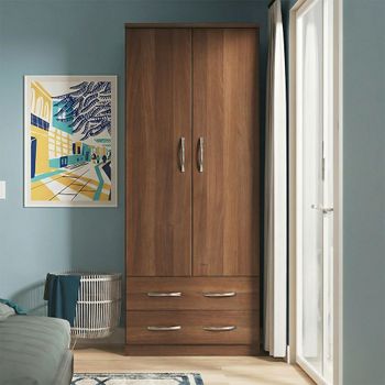 Avon 2 Door 2 Drawer Double Walnut Wardrobe