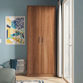 Avon 2 Door Plain Walnut Wardrobe