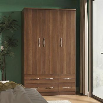 Avon 3 Door 4 Drawer Triple Walnut Wardrobe