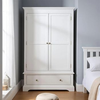 Paisley White Painted 2 Door 1 Drawer Wardrobe