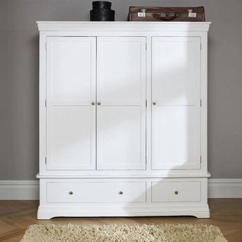 Paisley White Painted 3 Door 2 Drawer Wardrobe
