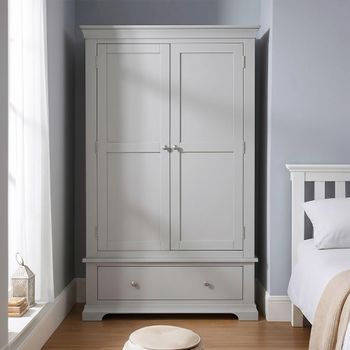 Paisley Grey Painted 2 Door 1 Drawer Wardrobe
