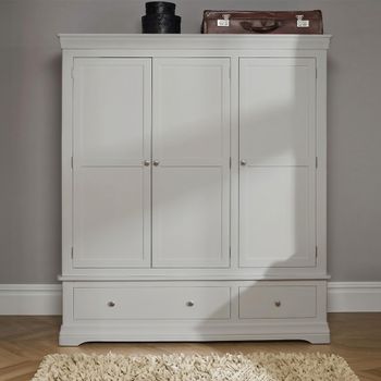Paisley Grey Painted 3 Door 2 Drawer Wardrobe