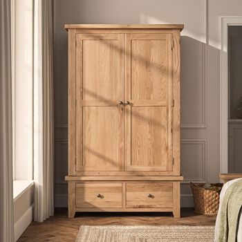 Appleby Oak 2 Door 2 Drawer Large Wardrobe