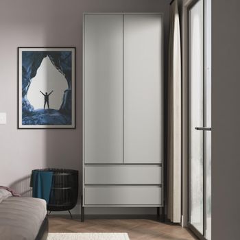 Leona Dusk Grey 2 Door 2 Drawer Tall Wardrobe