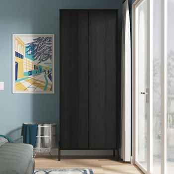 Leona Black Ash 2 Door Tall Wardrobe