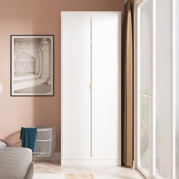 Harlequin White Matt 2 Door Tall Wardrobe