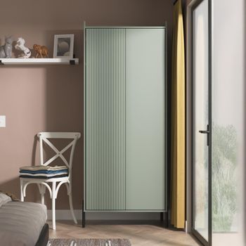Osaka Reed Green Fluted 2 Door Tall Wardrobe
