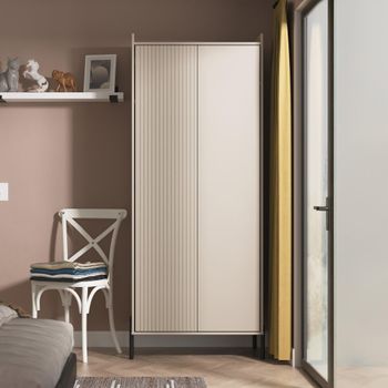 Osaka Mushroom Matt Fluted 2 Door Tall Wardrobe