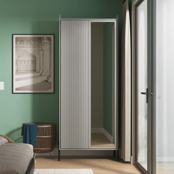 Osaka Dusk Grey Fluted 2 Door 1 Mirror Tall Wardrobe