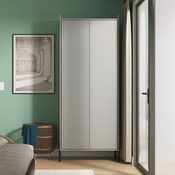 Osaka Dusk Grey Fluted 2 Door Tall Wardrobe